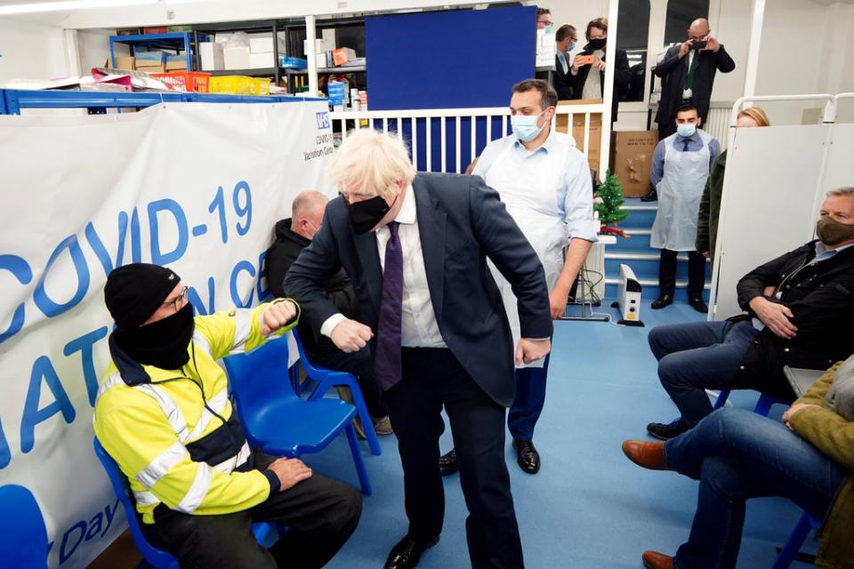 Losing North Shropshire would be another major blow to Boris Johnson, who campaigned in the constituency, meeting people waiting to receive their Covid-19 booster vaccine (Peter Byrne/PA Wire) (PA Wire)