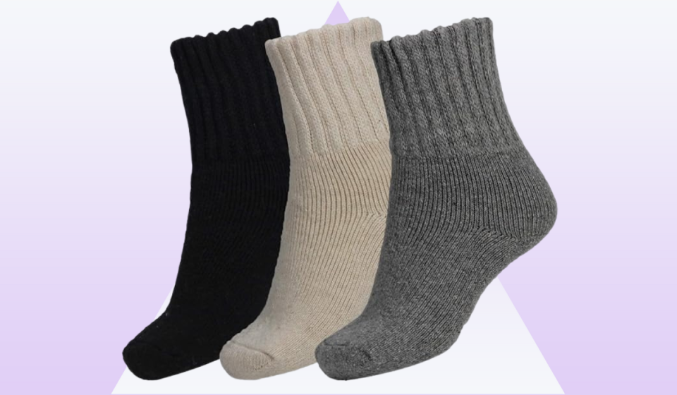 thick wool socks in black, beige and gray