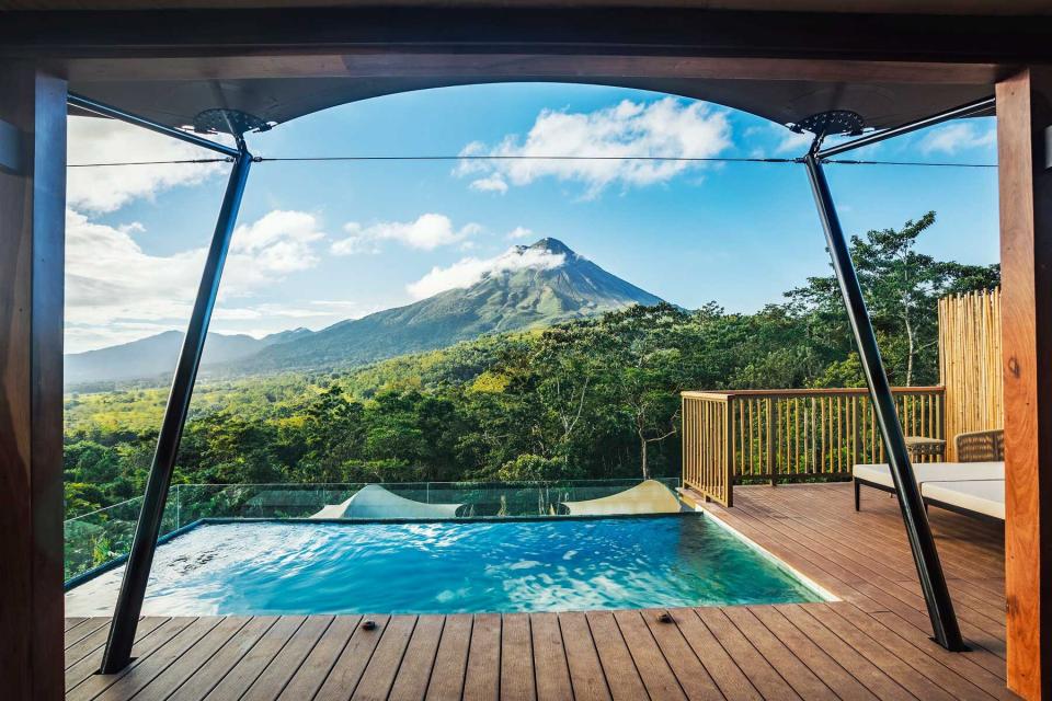 Nayara Tented Camp's private pool overlooking mountains