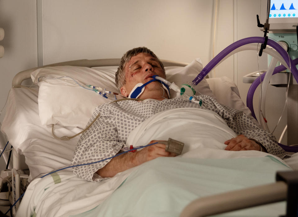 FROM ITV

STRICT EMBARGO
Print media - No Use Before Tuesday 13th June 2023
Online Media - No Use Before 0700hrs Tuesday 13th June 2023

Emmerdale - 9708

Tuesday 20th June 2023

hearing news that Caleb [WILL ASH] might be being brought out of his coma, Chas Dingle [LUCY PARGETTER] heads to the hospital, where she is shocked to see Charity Dingle [EMMA ATKINS] at Calebâ€™s bedside. The pair argue about Mackâ€™s potential guilt before an emotional Nicky [LEWIS COPE] turns up to see his dad. 

Picture contact - David.crook@itv.com

Photographer - Mark Bruce

This photograph is (C) ITV and can only be reproduced for editorial purposes directly in connection with the programme or event mentioned above, or ITV plc. This photograph must not be manipulated [excluding basic cropping] in a manner which alters the visual appearance of the person photographed deemed detrimental or inappropriate by ITV plc Picture Desk. This photograph must not be syndicated to any other company, publication or website, or permanently archived, without the express written permission of ITV Picture Desk. Full Terms and conditions are available on the website www.itv.com/presscentre/itvpictures/terms
