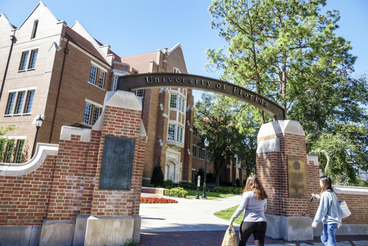 <span class="caption">Three professors from the University of Florida have been barred from participating as expert witnesses in a voting rights case.</span> <span class="attribution"><a class="link " href="https://www.gettyimages.com/detail/news-photo/gainesville-university-of-florida-campus-entrance-with-news-photo/1084719122?adppopup=true" rel="nofollow noopener" target="_blank" data-ylk="slk:Jeffrey Greenberg/Universal Images Group via Getty Images;elm:context_link;itc:0;sec:content-canvas">Jeffrey Greenberg/Universal Images Group via Getty Images</a></span>