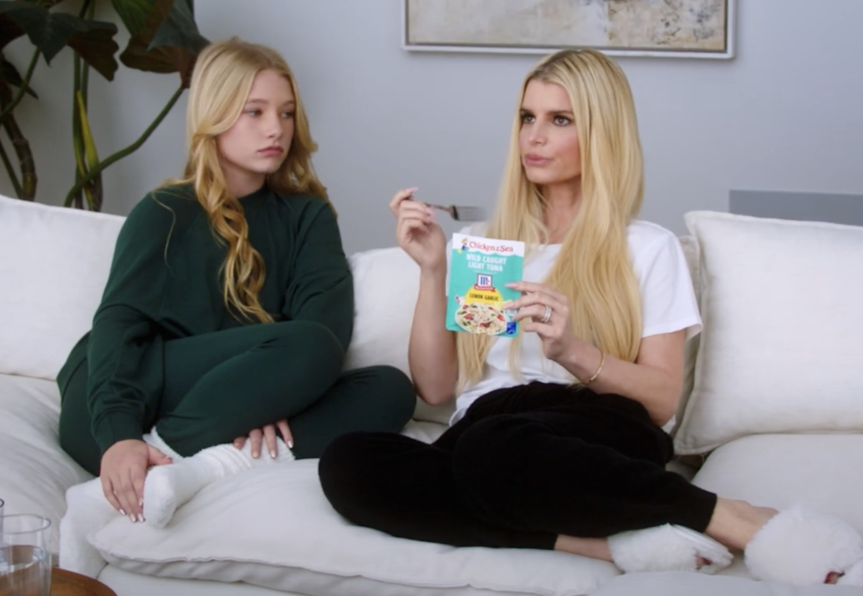 Jessica Simpson and her 11-year-old daughter, Maxwell Johnson, appear together in a new Chicken of the Sea ad. (Chicken of the Sea)