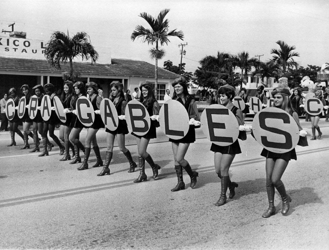 Coral Gables Jaycees march in the Welcome Santa Parade in 1971.