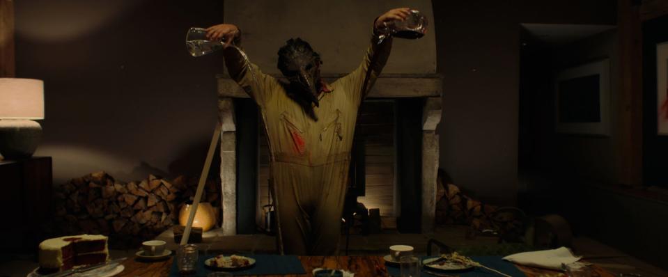 A mysterious bunch of masked men bust up a dinner party in the invasion thriller "Barbarians."