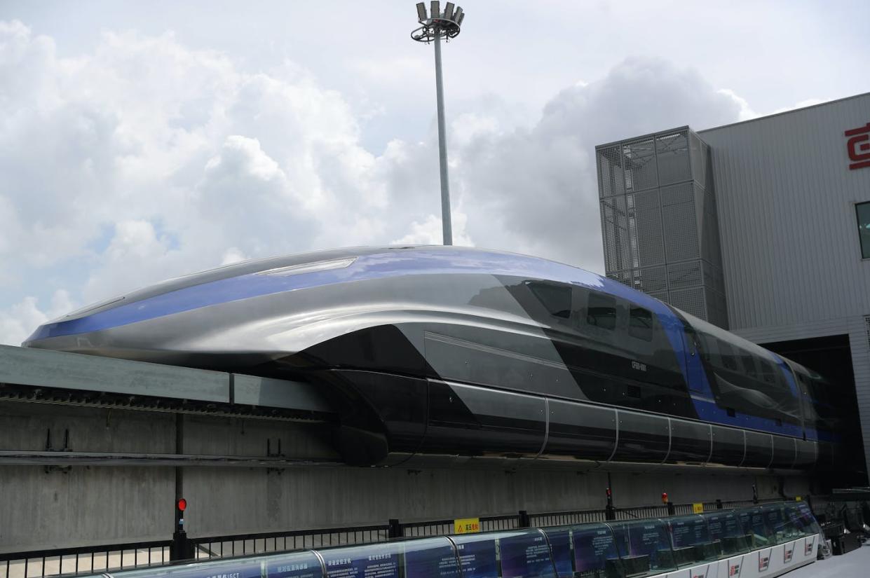 Room-temperature superconductors could make high-speed maglev trains more practical. <a href="https://www.gettyimages.com/detail/news-photo/chinas-600-km-h-high-speed-maglev-transportation-system-news-photo/1329831674" rel="nofollow noopener" target="_blank" data-ylk="slk:Visual China Group via Getty Images;elm:context_link;itc:0;sec:content-canvas" class="link ">Visual China Group via Getty Images</a>