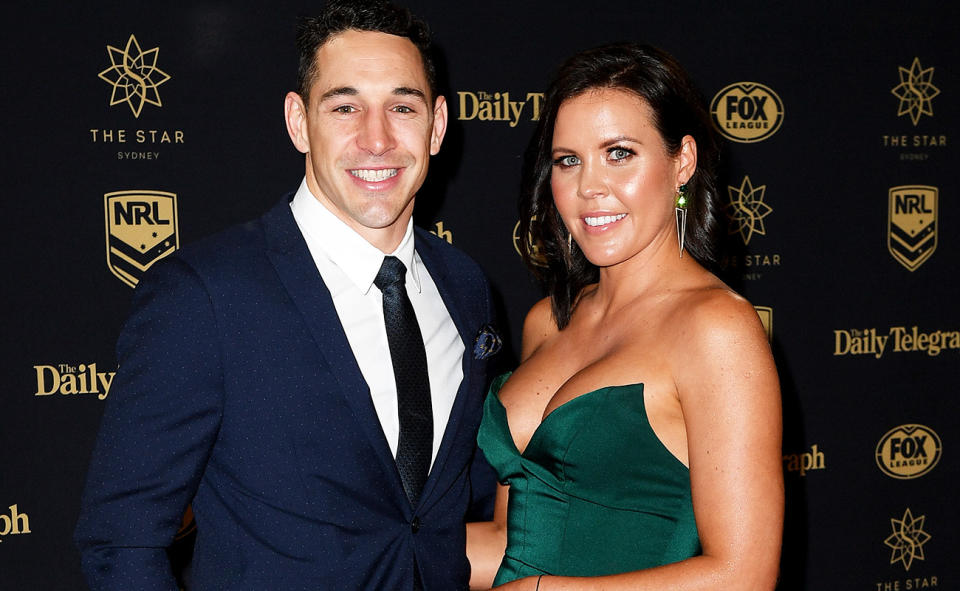 Billy Slater and wife Nicole, pictured here at the Dally M awards in 2017.