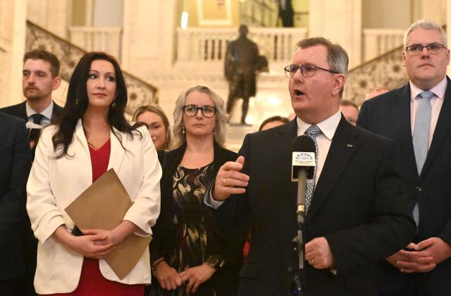 DUP leader Sir Jeffery Donaldson with his party’s MLAs