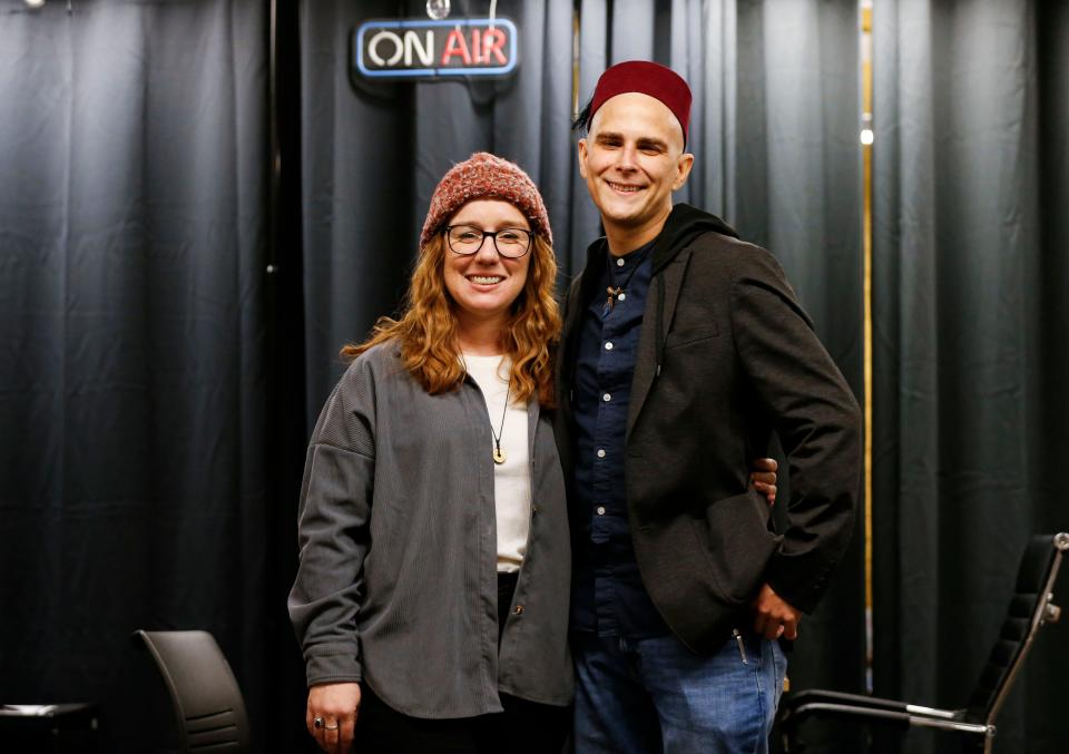 Gabriel Cassady and his wife Kylie Cassady, the owners of 2oddballs Creative, on Thursday, Nov. 30, 2023. Gabriel was diagnosed with embryonal rhabdomyosarcoma, a rare type of sarcoma cancer, in October.