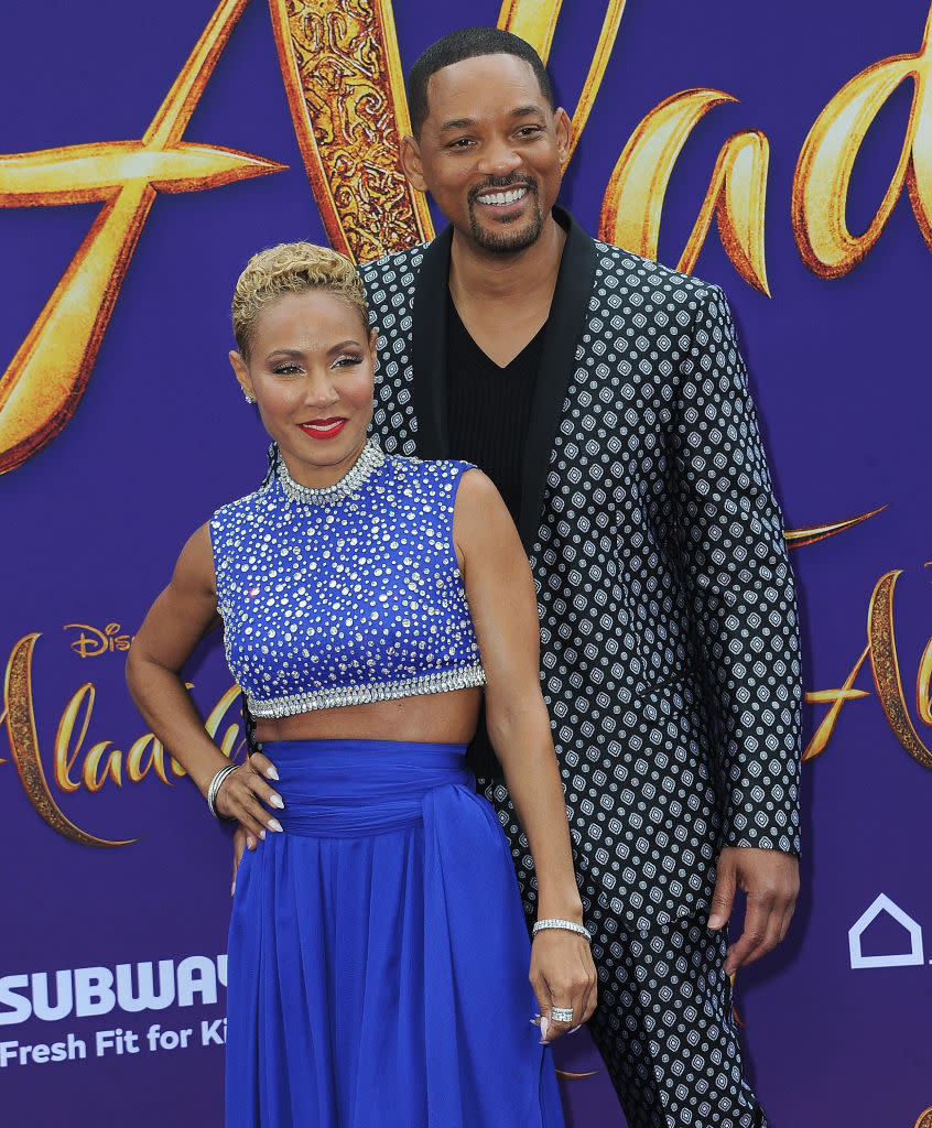 Jada Pinkett Smith and Will Smith have been married for more than two decades, pictured here at the premiere of Aladdin, May 2019. (Getty Images)