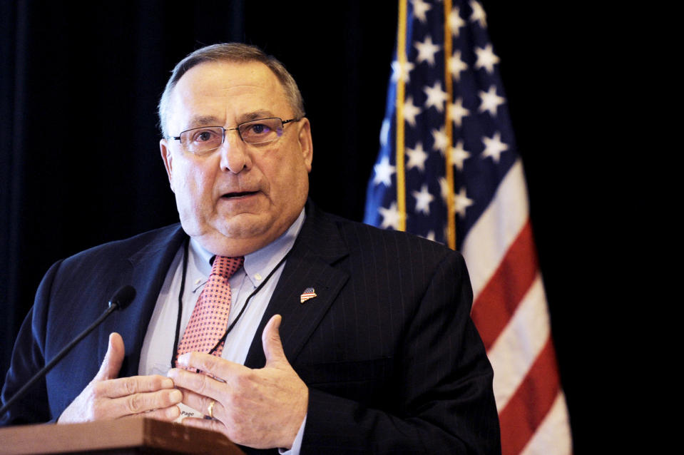 FILE PHOTO -- Maine Governor Paul LePage speaks at the 23rd Annual Energy Trade & Technology Conference in Boston, Massachusetts, November 13, 2015. REUTERS/Gretchen Ertl/File Photo