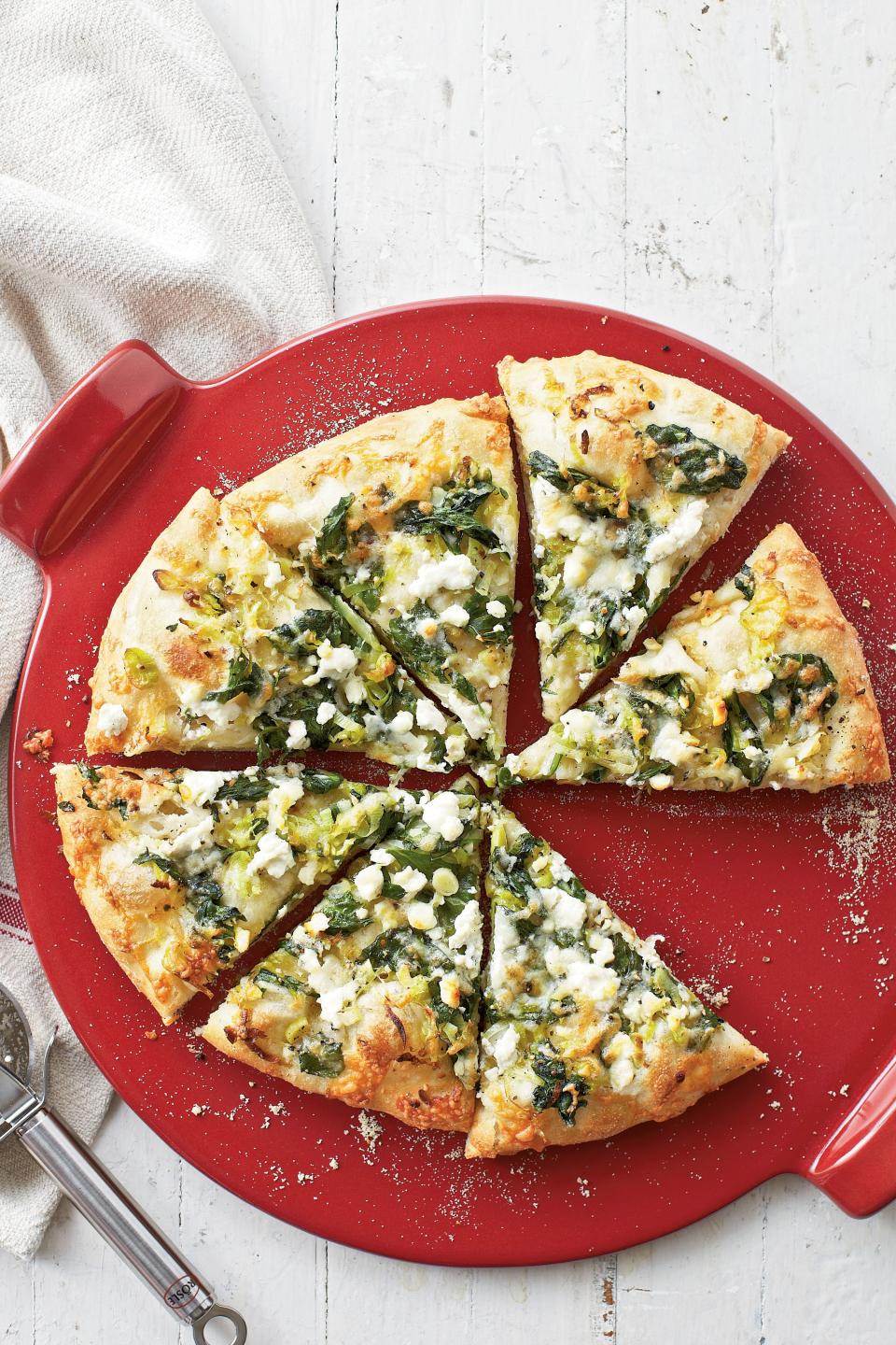 Three Cheese-and-Spinach Pizza