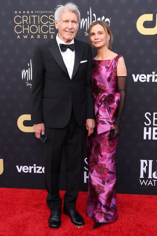 <p>Amy Sussman/WireImage</p> Harrison Ford and wife Calista Flockhart at the 29th Annual Critics Choice Awards.