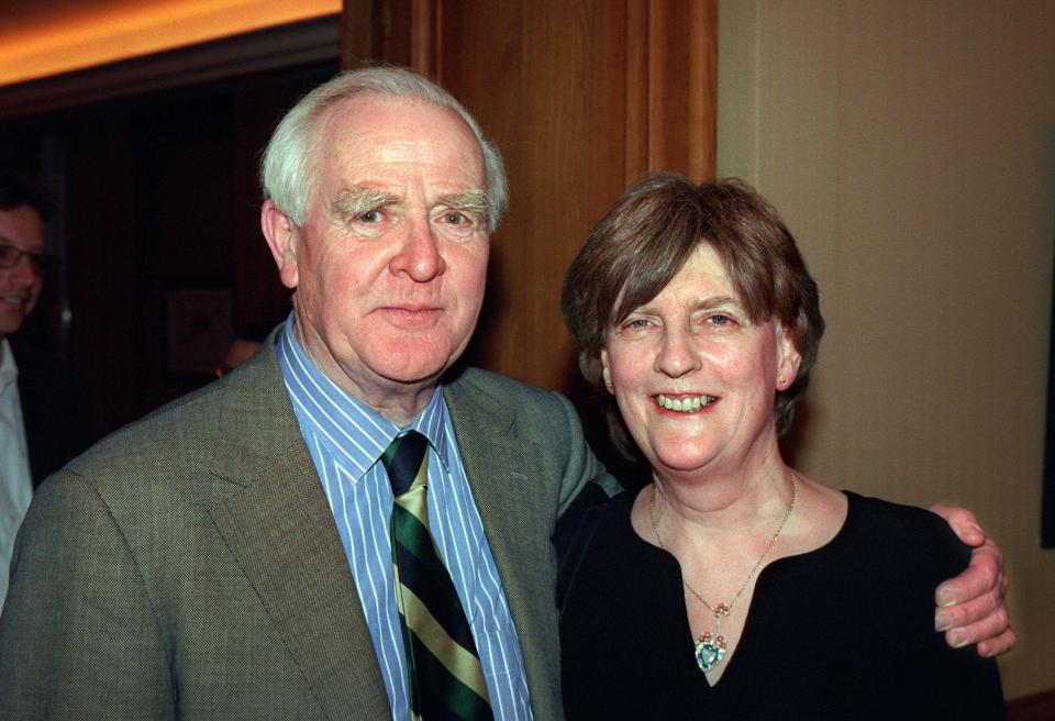 The British spy bestseller author John le Carre and his wife Valerie Jane come to a celebrity dinner in the 