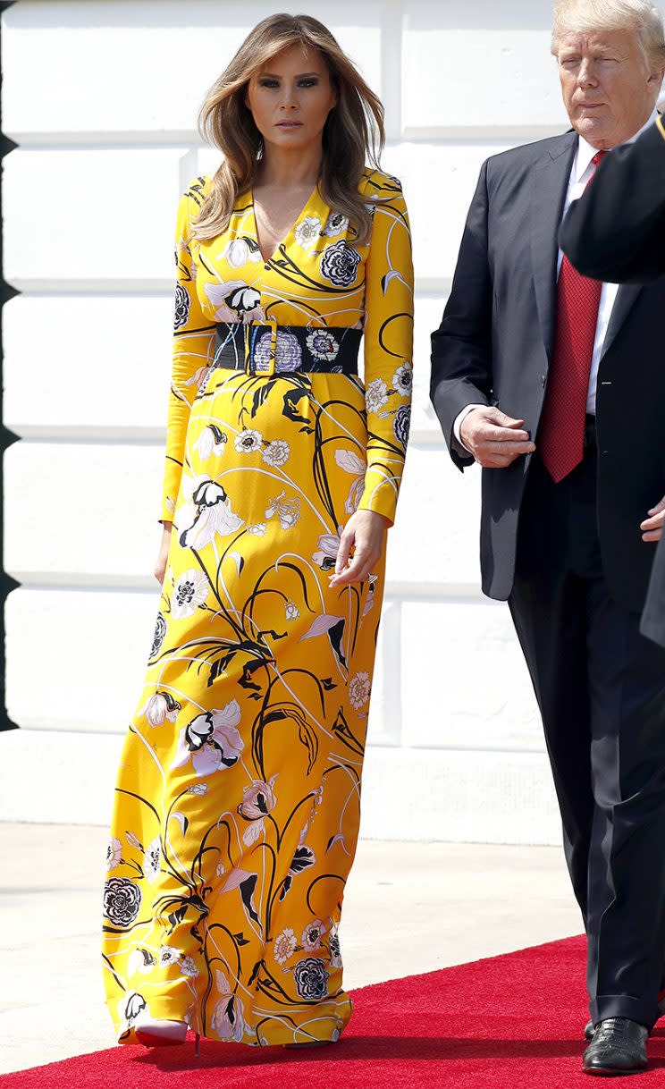 Melania Trump pops in yellow Pucci.