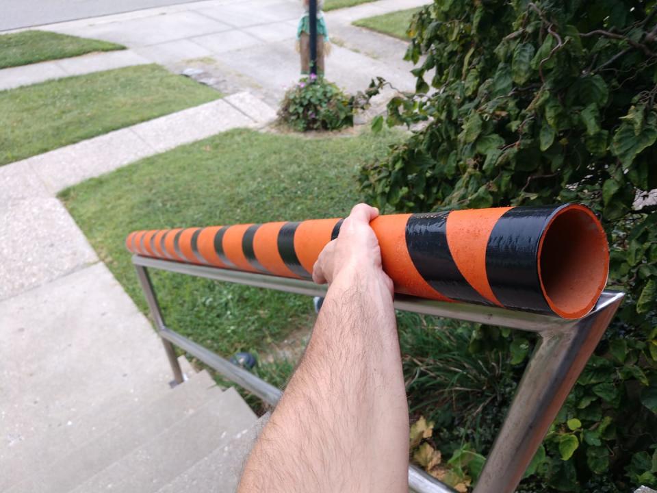 Andrew Beattie posted his idea for a "candy chute" to Facebook — a cardboard tube that helps deliver candy to trick-or-treaters from 6-feet away.