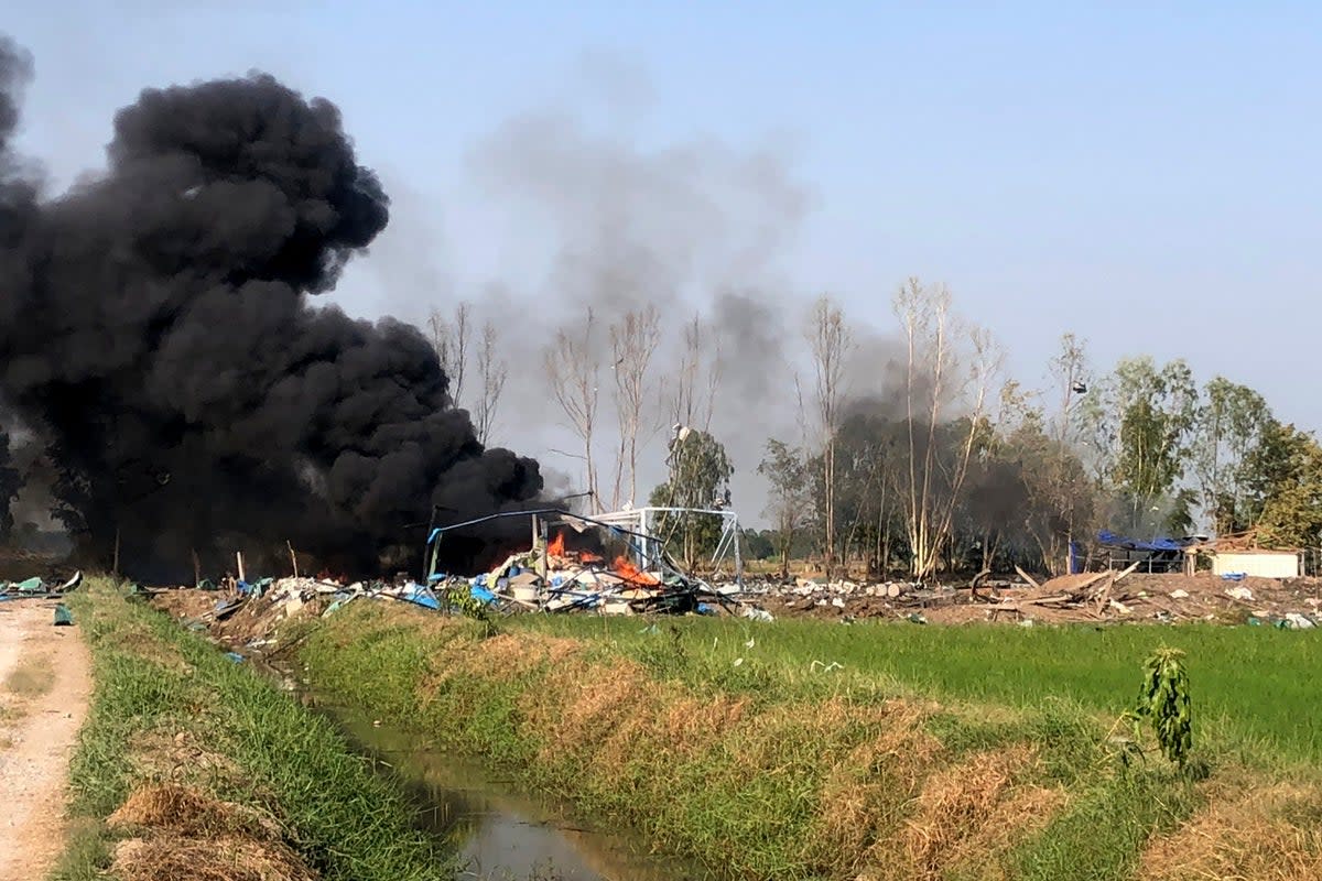 An explosion at a fireworks factory happened near Sala Khao township in Thailand's Suphan Buri province (Courtesy of Anuwat Shoprom/AFP)