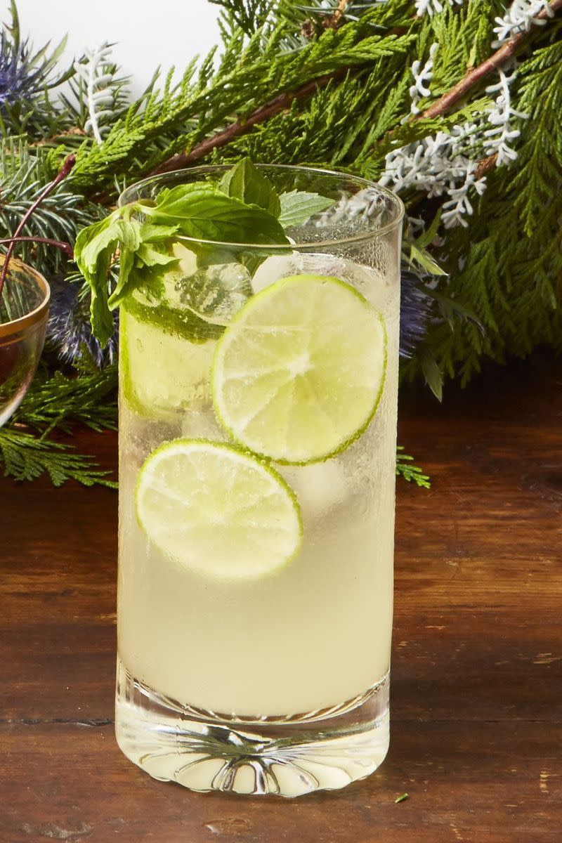 sparkling wine mojito punch in a glass