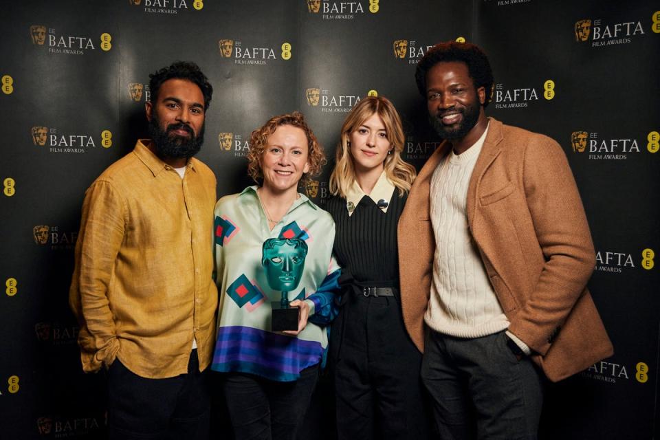 Patel pictured with EE Rising Star Award Judge Chair Anna Higgs, Daisy Edgar-Jones and Ṣopé Dìrísù at the launch (Tom Dymond)