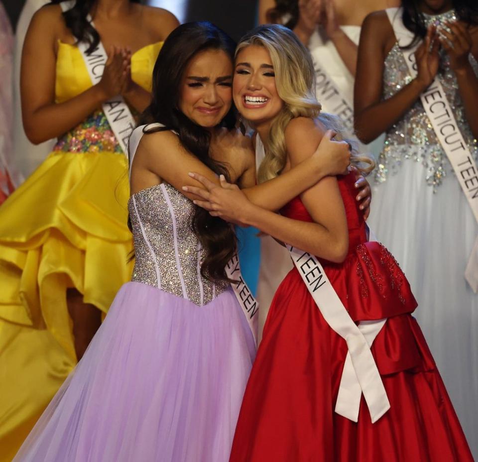 “I didn’t feel like it was the right decision considering all the circumstances,” Skinner (right, with winner Srivastava) told The Post. Miss Teen USA