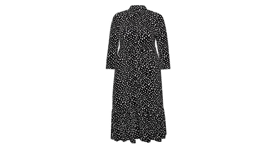 DP Curve Black And White Spot Print Shirt Dress