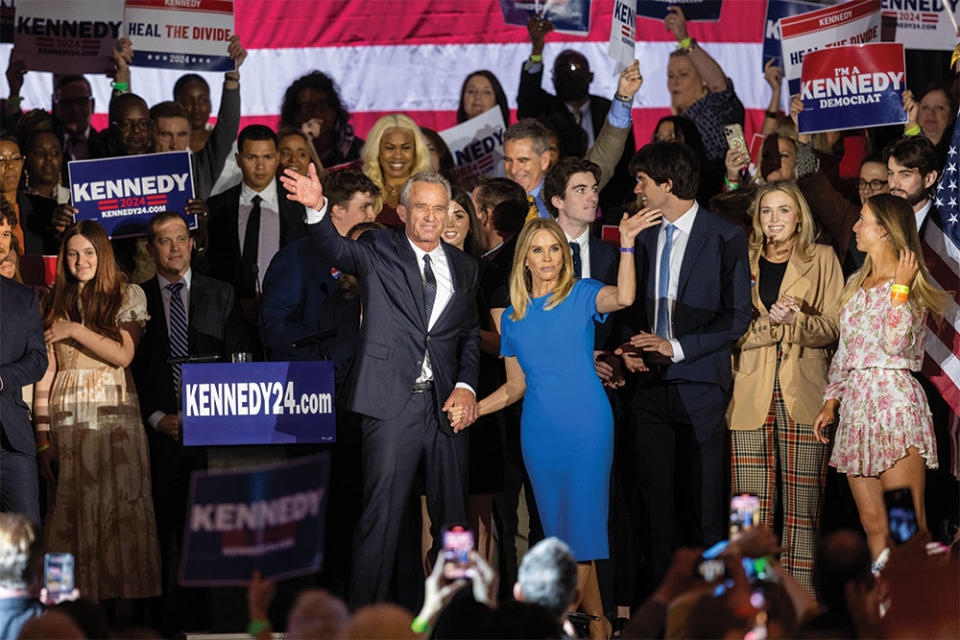 Hines at a campaign rally for husband in July.