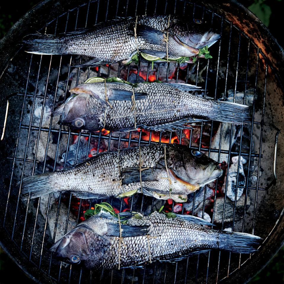 Lime-and-Cilantro-Stuffed Black Bass