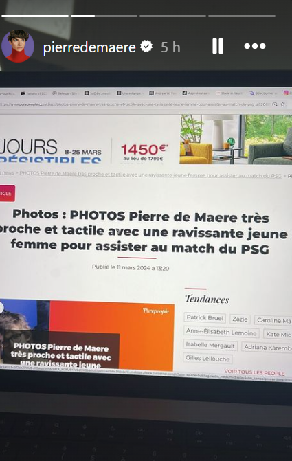 Story Instagram de Pierre de Maere