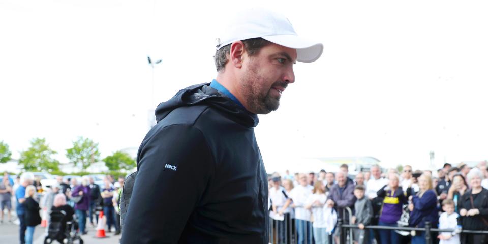 Chris Kirchner arrives prior to during the Sky Bet Championship match between Derby County and Cardiff City at Pride Park Stadium on May 07, 2022 in Derby, England.