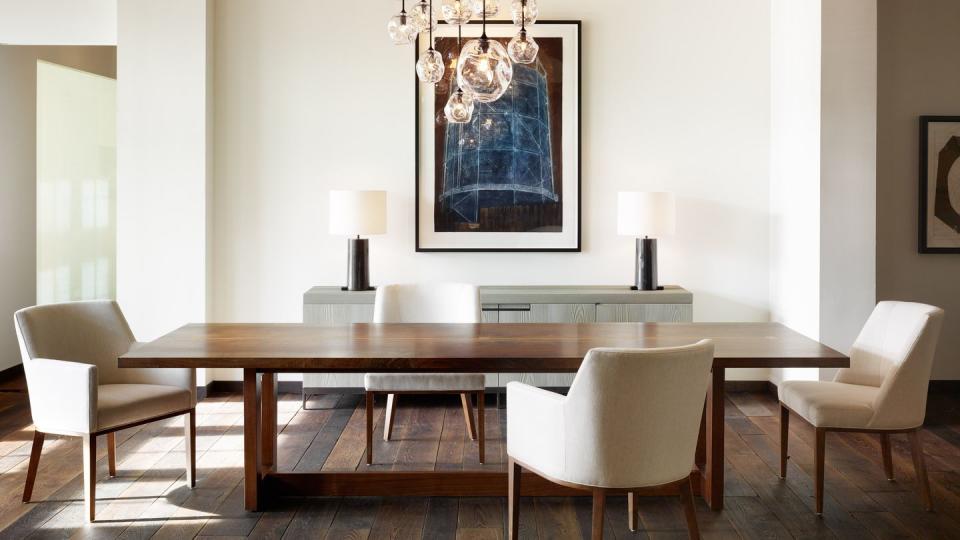 A natural, light-filled minimalist dining room