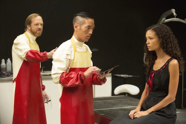 Ptolemy Slocum, Leonardo Nam and Thandie Newton (Credit: John P. Johnson/HBO)