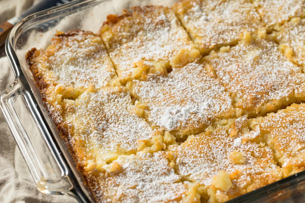 Homemade Gooey Butter Cake with Powdered Sugar