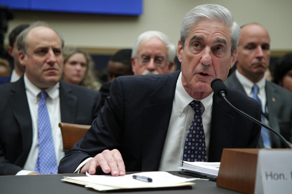 Former Special Counsel Robert Mueller testifies before the House Intelligence Committee about his report on Russian interference in the 2016 presidential election in the Rayburn House Office Building July 24, 2019 in Washington, DC. (Alex Wong/Getty Images)