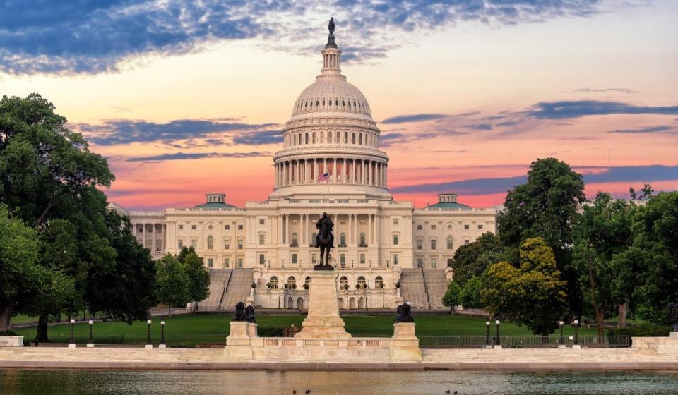 United States Capitol Building Washington DC sunset