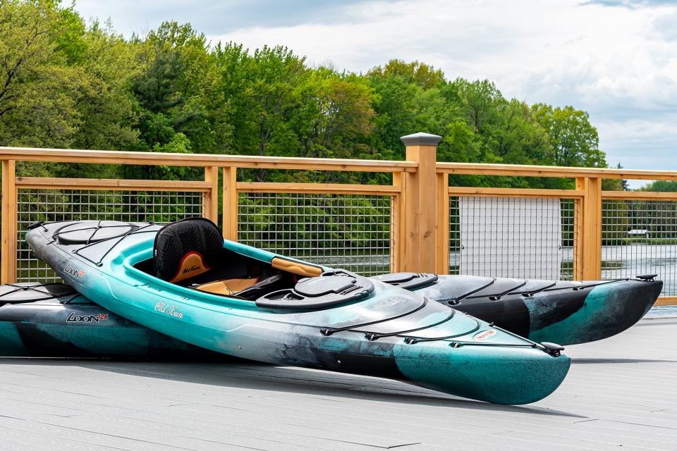 Kayak rentals on the dock at The Cove