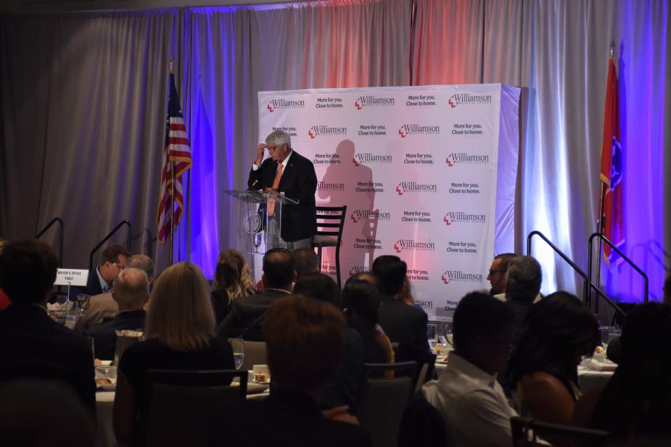 Williamson County mayor Rogers Anderson gave his annual State of the County address on July 19, 2022, in Franklin, Tenn. The annual event, hosted by Williamson Inc. gives an economic governmental snapshot of the county.