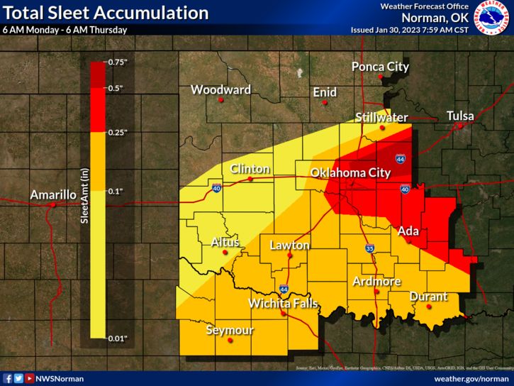 Wichita Falls may get up to a quarter inch of sleet accumulation in the coming winter storm.