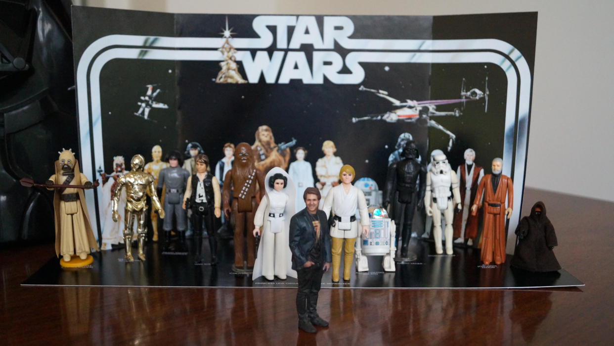 Presenter David Whiteley is immortalised in toy form for documentary 'Toy Empire: The British Force Behind Star Wars Toys'. (Credit: BBC)