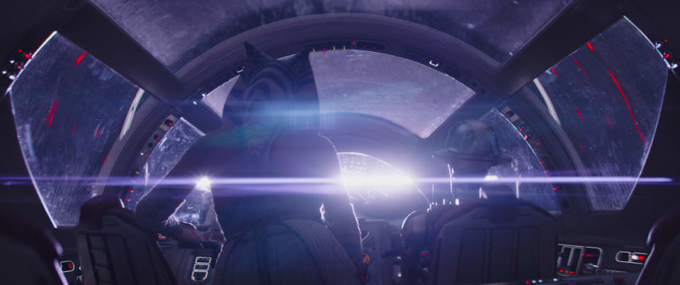 Photo still of Ahsoka Tano (Rosario Dawson) and Huyang (David Tennant) in 'Ahsoka'