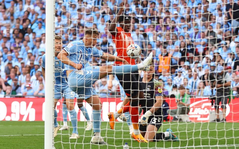 Luton Town's Elijah Adebayo scores a goal that was later disallowed - Reuters/Carl Recine