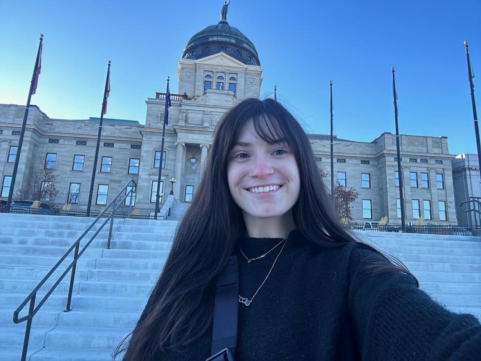 The author in front of the Montana capitol building.