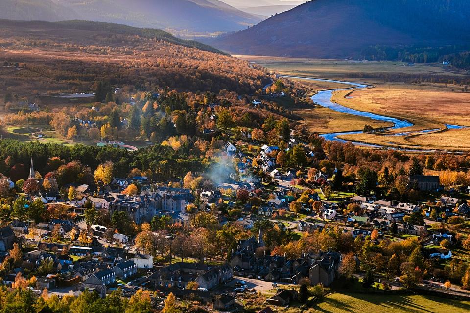 View westwards along the Dee Valley above Braemar, Scotland.