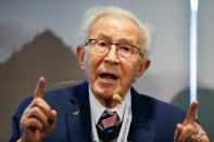 Auschwitz survivor Benjamin Lesser, attends a meeting with media a day prior to the 75th anniversary of the liberation of Nazi German concentration and extermination camp, Auschwitz