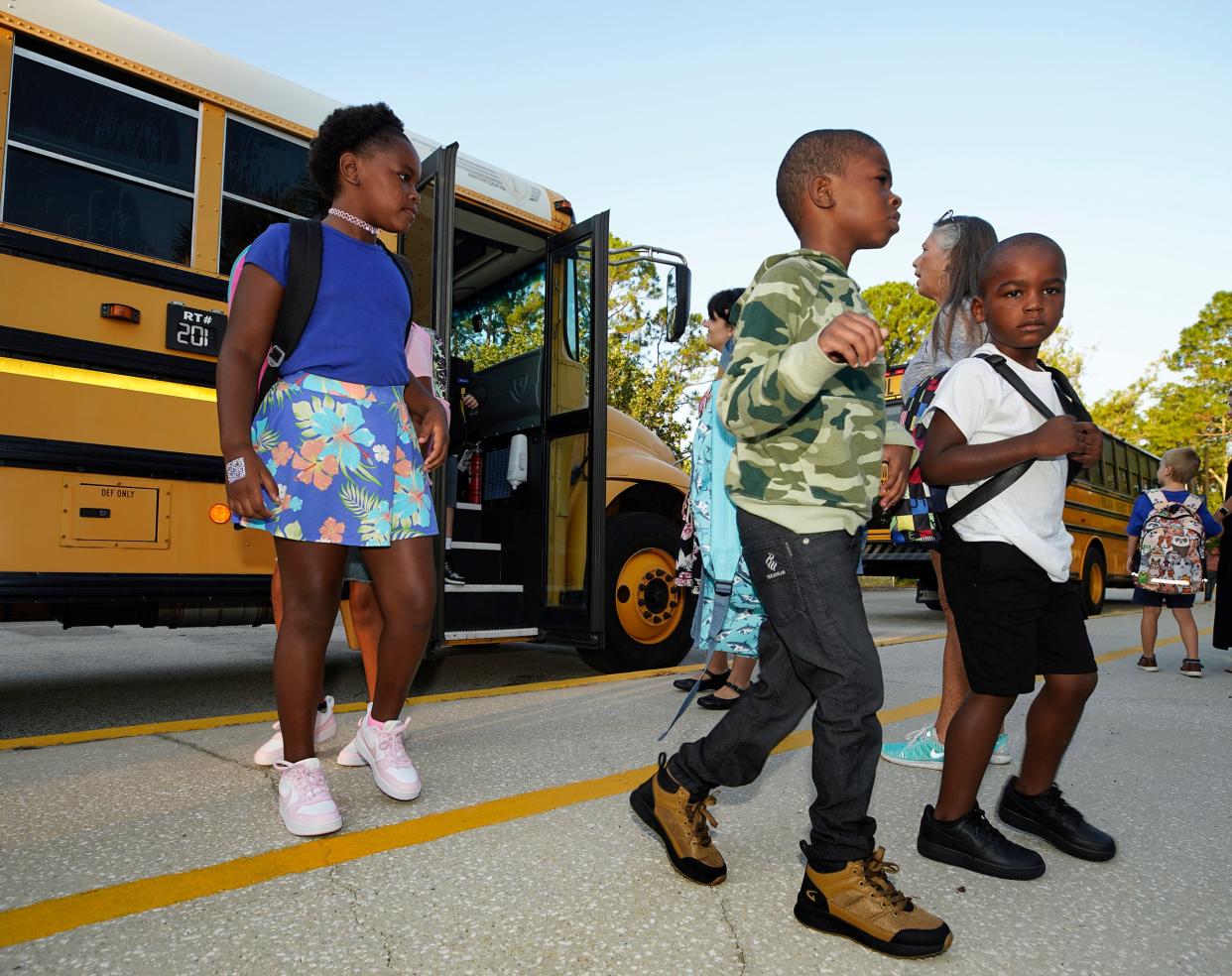 Students head to classes during the first day back to school at Horizon Elementary in Port Orange, Monday, Aug. 14, 2023. 