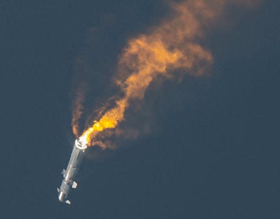 SpaceX's Starship spacecraft and Super Heavy rocket explodes after launch from Starbase on April 20, 2023.