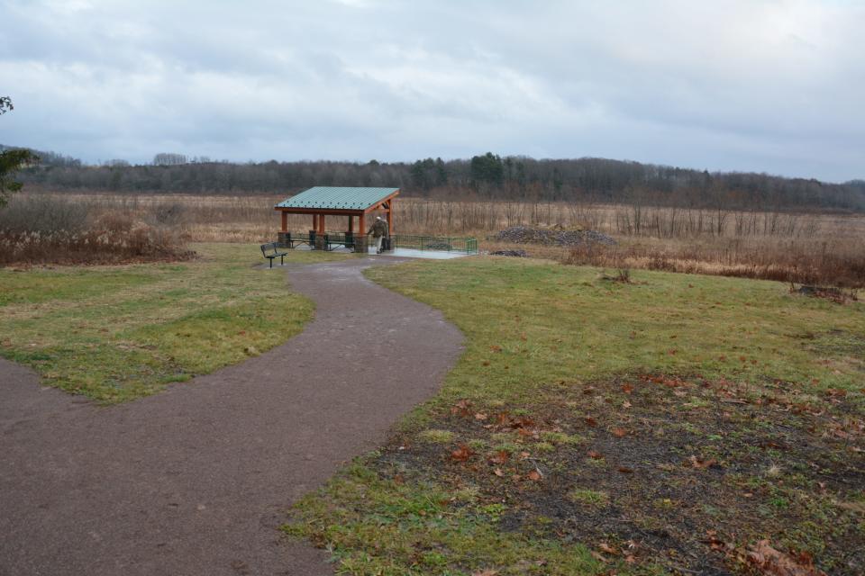 The trail to the new handicap accessible outdoor recreation area at Somerset Lake is shown.