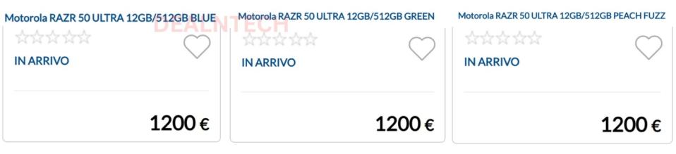 Leaked retail listing of the Motorola Razr 50 Ultra
