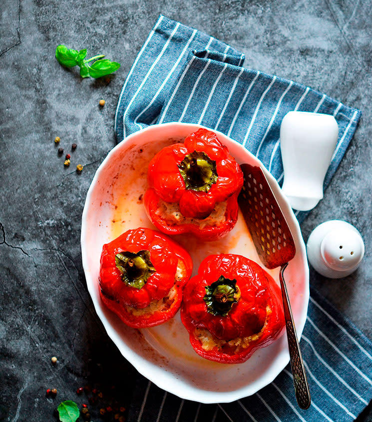 Pimientos rellenos de parmentier con salmón