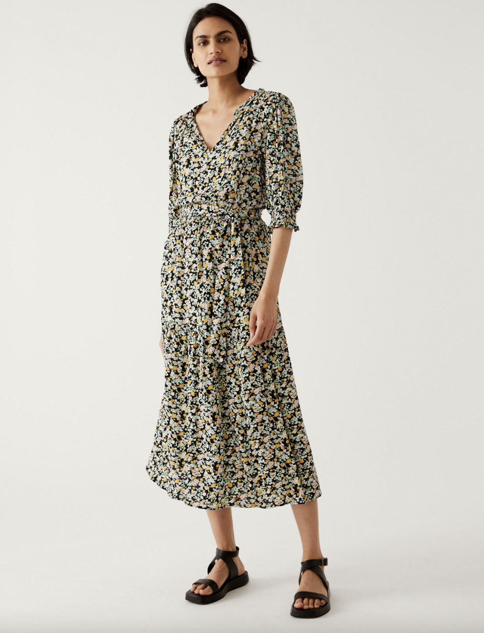 This flattering midi style can be paired with chunky boots and a leather jacket. (Marks & Spencer)