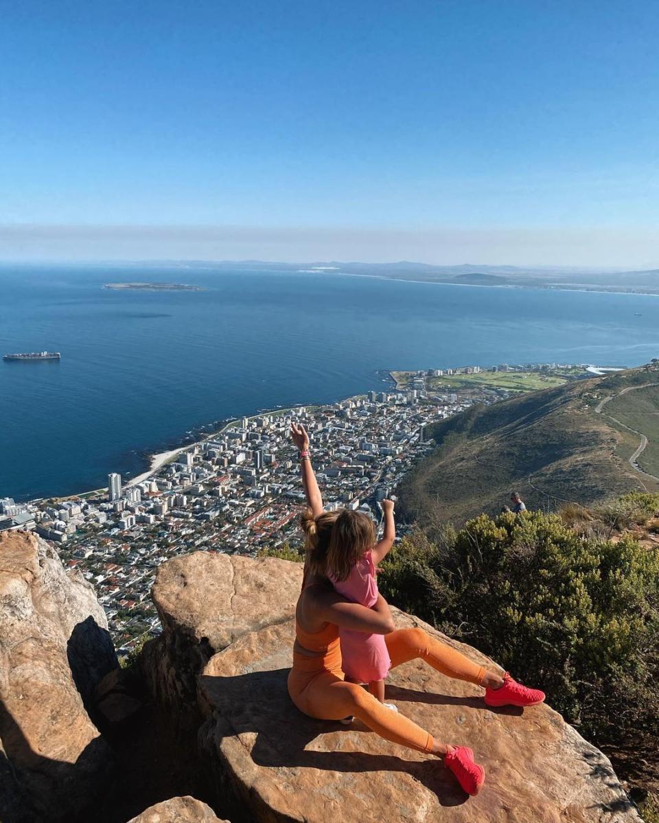 Ferne McCann and her daughter Sunday at the top of Lions mountain in Cape Town