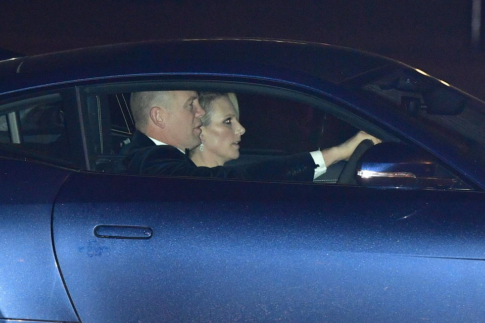 Zara Tindall and Mike Tindall drove into the palace to celebrate Prince Charles’ birthday. Photo: Getty Images